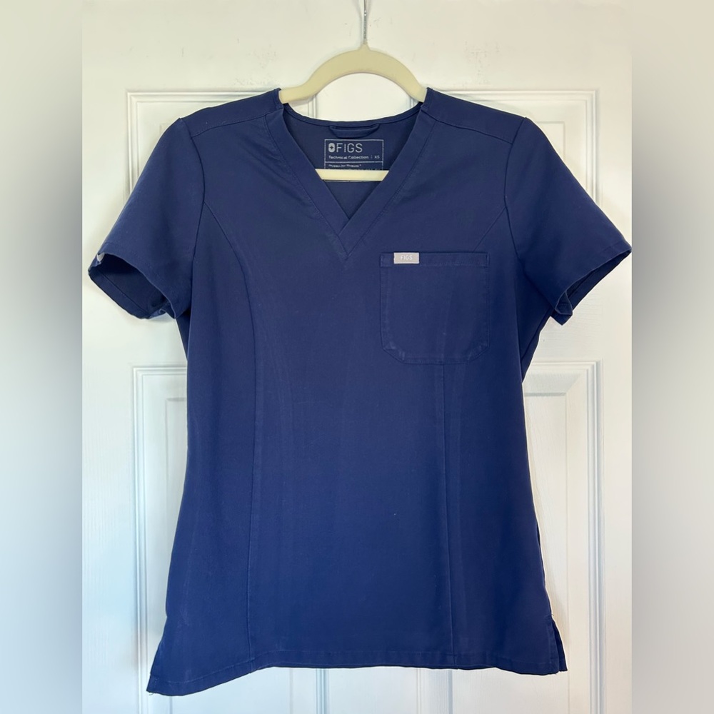 Figs Women's Deep Blue Short Sleeve Scrub Top- Technical collection.